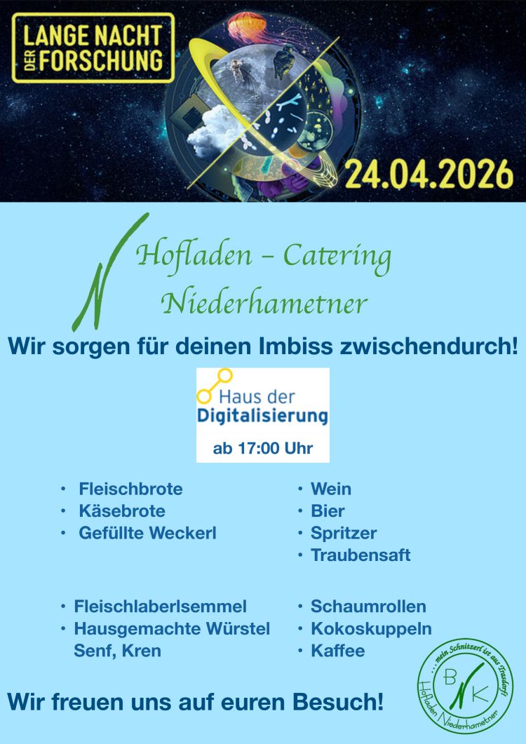 Aktuelles - Lange Nacht der Forschung, Catering Niederhametner